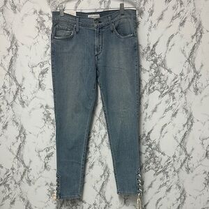 James Jeans Women’s Twiggy Ankle Blue Laced Mid Rise Ankle Length Skinny Size 30